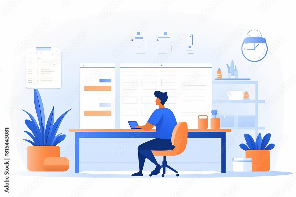 Naklejka premium Task prioritization flat design front view productivity methods theme animation Monochromatic Color Scheme