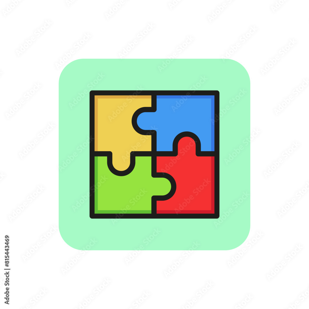 Puzzle with four parts line icon. Jigsaw, square, match. Integrity concept. Can be used for topics like challenge, management, problem solving. Puzzle with four parts line icon. Jigsaw, square, match. Integrity concept. Can be used for topics like challenge, management, problem solving.