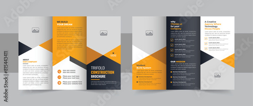 Construction or home renovation business trifold brochure template design layout