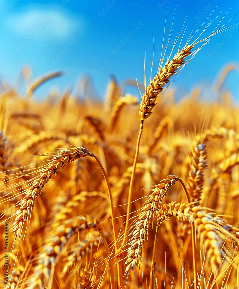 Golden fields of wheat against a blue sky.Ai generative. Golden fields of wheat against a blue sky.Ai generative.