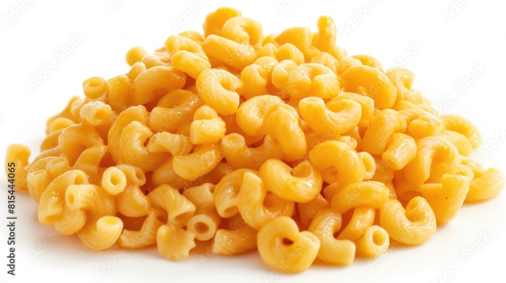Close up image of a bunch of macaroni on a white background Close up image of a bunch of macaroni on a white background