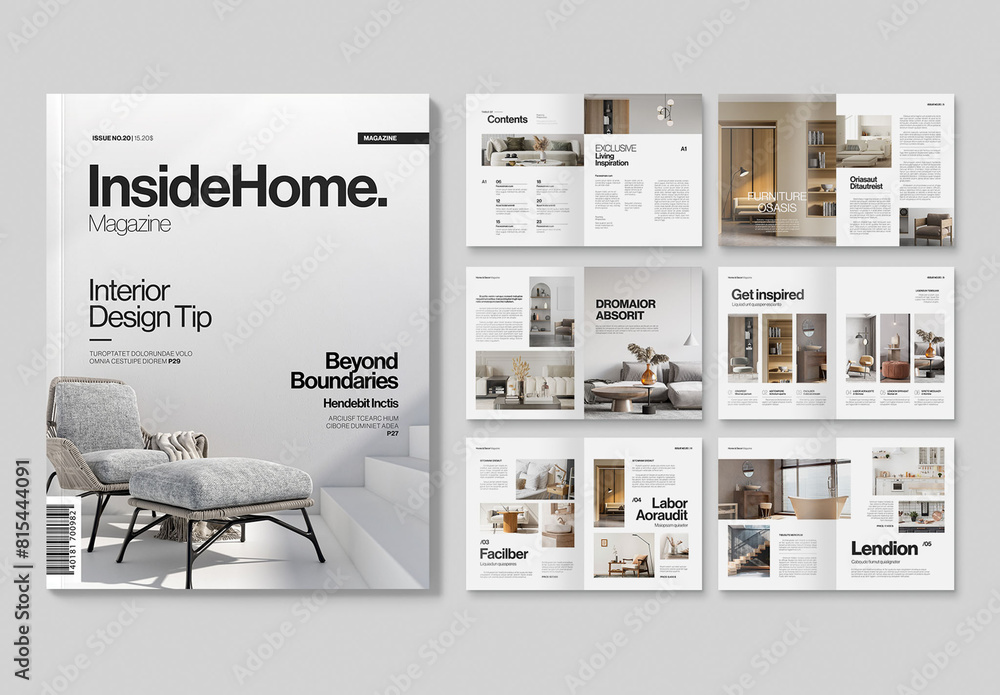 Interior Design Magazine Layout Stock Template | Adobe Stock