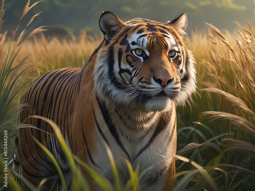 Fototapeta premium tigre observando en la naturaleza