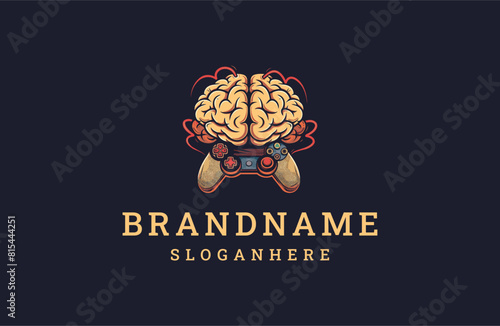 Brain gaming logo icon design template vector illustration