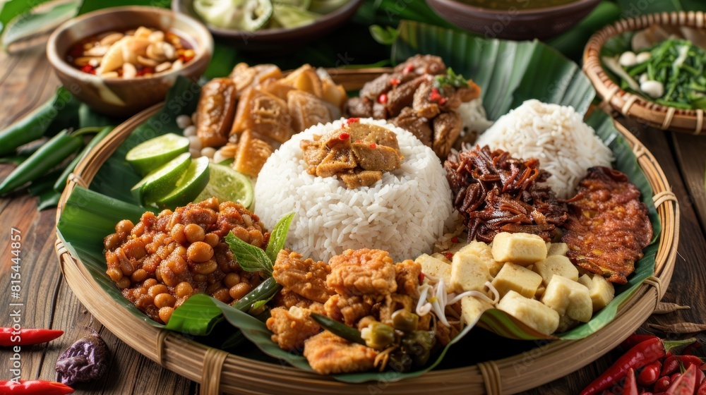 Nasi Tutug Oncom. Traditional Sundanese meal of rice mixed with fermented soybean AI generated Nasi Tutug Oncom. Traditional Sundanese meal of rice mixed with fermented soybean AI generated