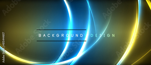 Electric blue neon lines create a visual effect lighting on a dark background, resembling a gas circle in space. This art form combines technology and lens flare for a mesmerizing display