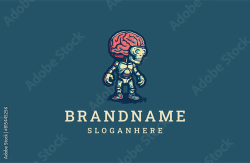 Monster Brain logo icon design template vector illustration photo