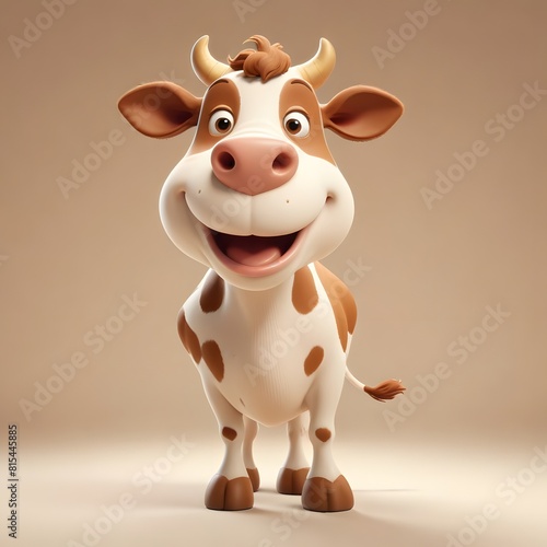 A cute and happy cow 3d illustration