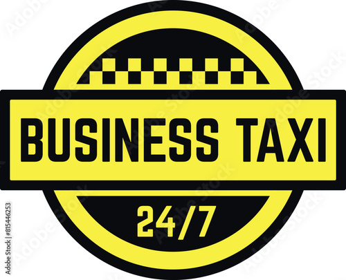Business taxi always available yellow circle sign icon for logo design template vector flat