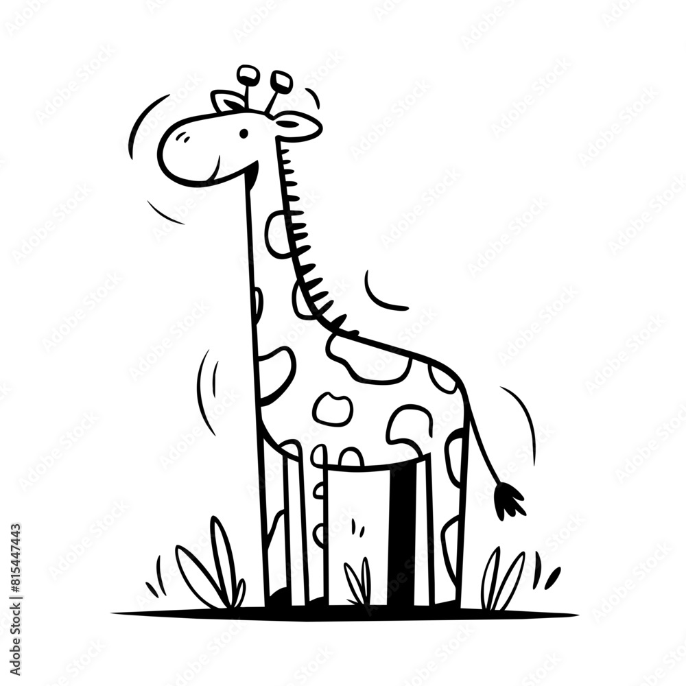Giraffe Doodle Art: Quirky Sketch of a Tall and Graceful Zoo Animal