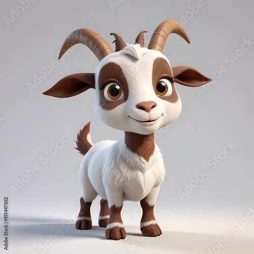 A cute and happy Goat Standing on a grey background © Uzzi1001