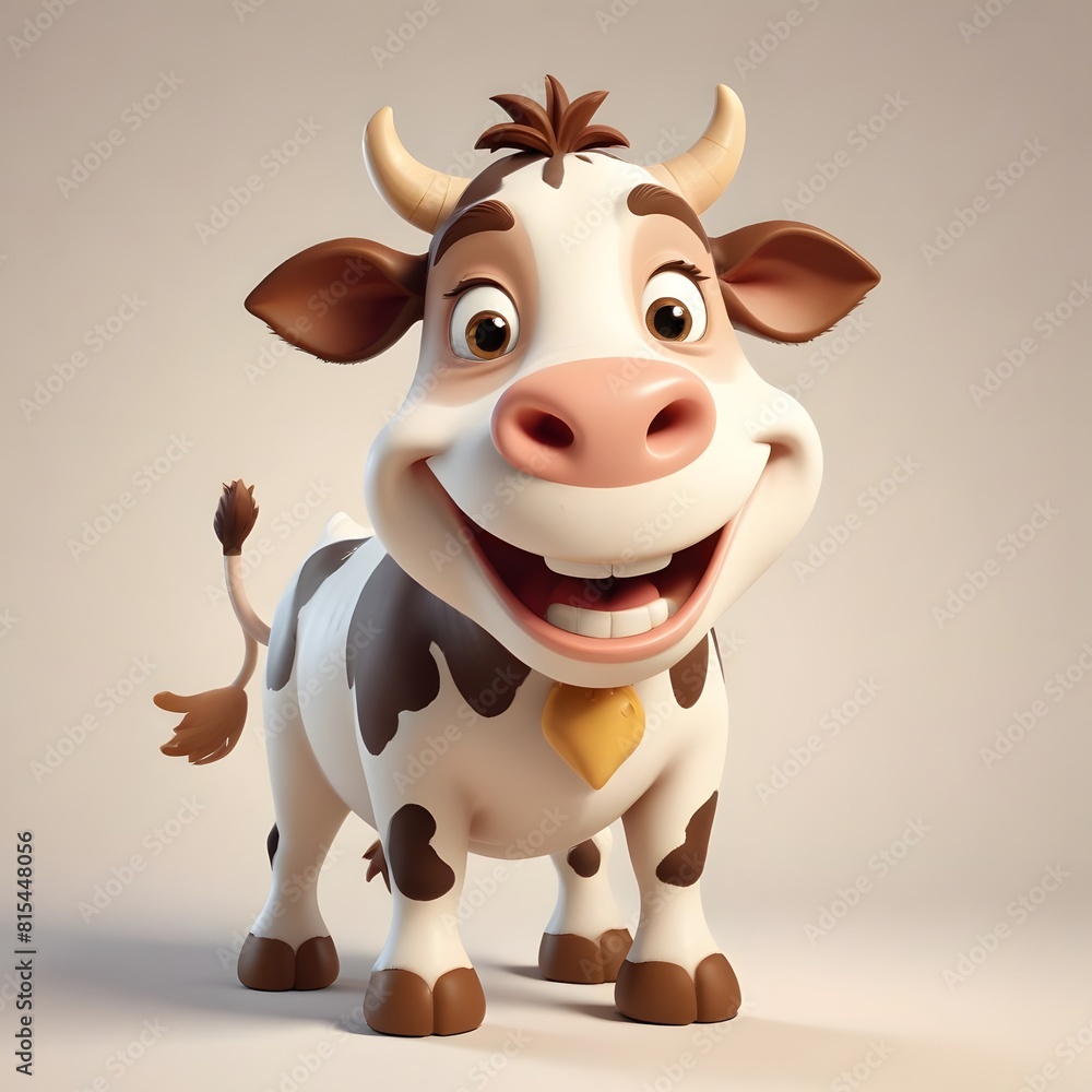 Fototapeta premium A cute and happy cow 3d illustration
