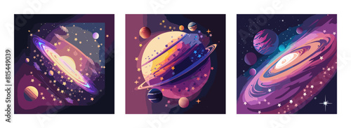 カラフルな宇宙のイラスト