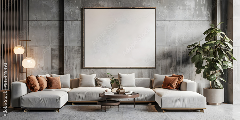 Interior design of modern apartment living room with gray sofa home design panorama 3d rendering, Interior design of modern apartment living room with grey sofa Interior design of modern apartment living room with gray sofa home design panorama 3d rendering, Interior design of modern apartment living room with grey sofa