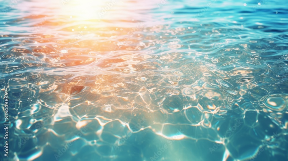 Fototapeta premium Texture background of blue water surface with waves.