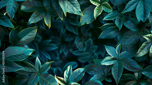 holographic and green leaves as image frame