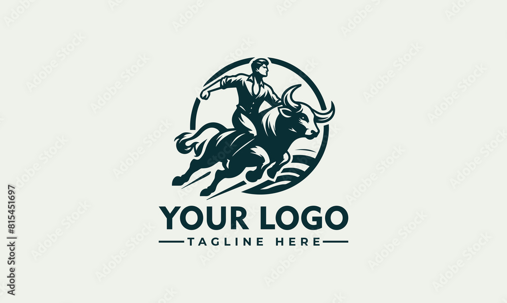 man riding a bull vector logo illustration matador bull fighter logo vector
