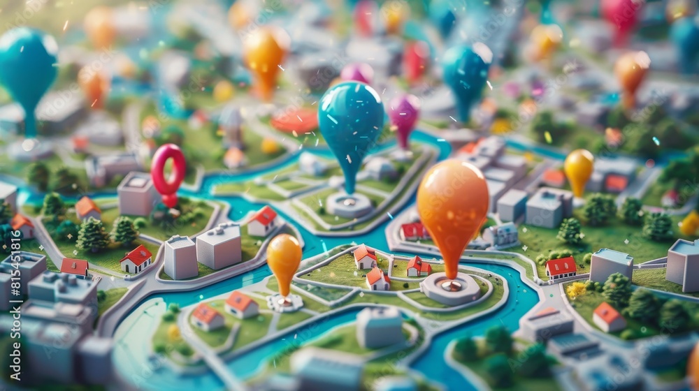 Community Mapping: A 3D vector illustration of a map with pins showing locations of community-led cultural festivals Community Mapping: A 3D vector illustration of a map with pins showing locations of community-led cultural festivals