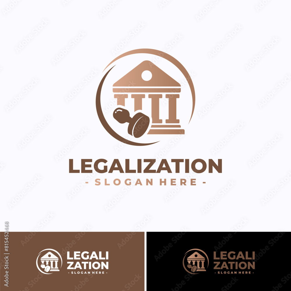 Obraz premium Legalization logo vector. Legal approval concept design template.