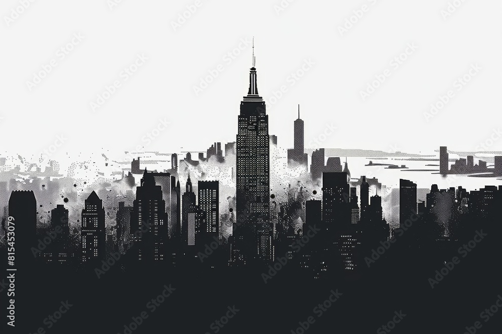 Fototapeta premium Simple art deco New york skyline