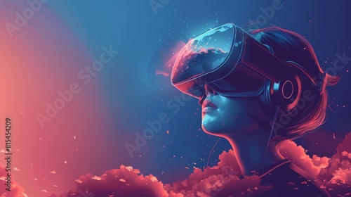 Technology and Innovation  A 3D vector illustration of a person using a virtual reality headset