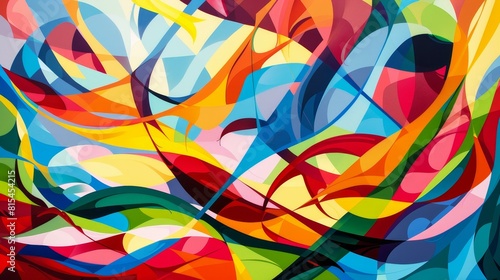 Vibrant mural blends contrasting hues for dynamic appeal  Ai Generated