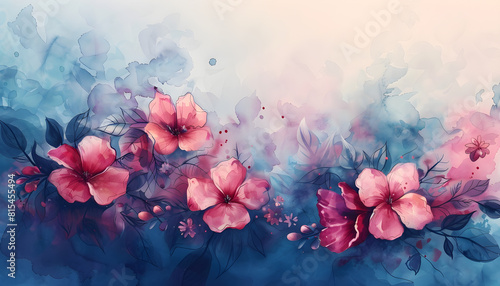 A vibrant watercolor festive background with flowers, perfect for celebration invitations or greeting cards.