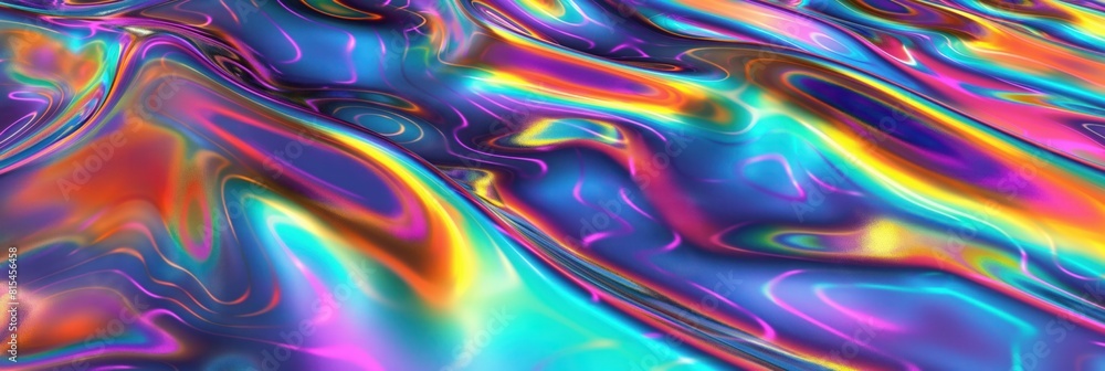 Iridescent holographicshiny fluid with reflective highlights, creating a luxurious and elegant visual effect. Iridescent holographicshiny fluid with reflective highlights, creating a luxurious and elegant visual effect.