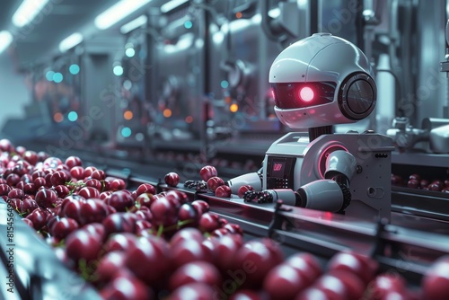 Wallpaper Mural Fresh eggplants on a conveyor line in a factory and a smart AI robot, packaging, processing and exporting Torontodigital.ca