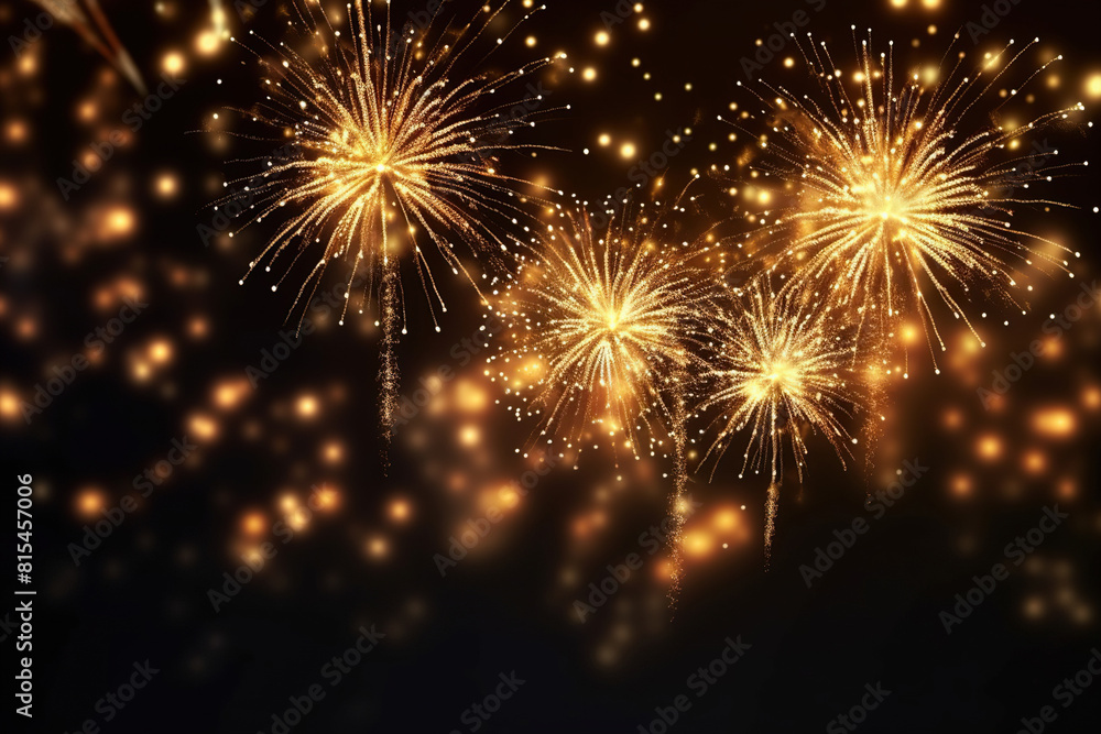 Obraz premium Generative ai on theme festive brightly fireworks on twilight background high in dark sky