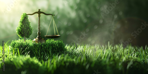 grass scales of justice environment reflection net zero emissions , carbon neutrality law photo
