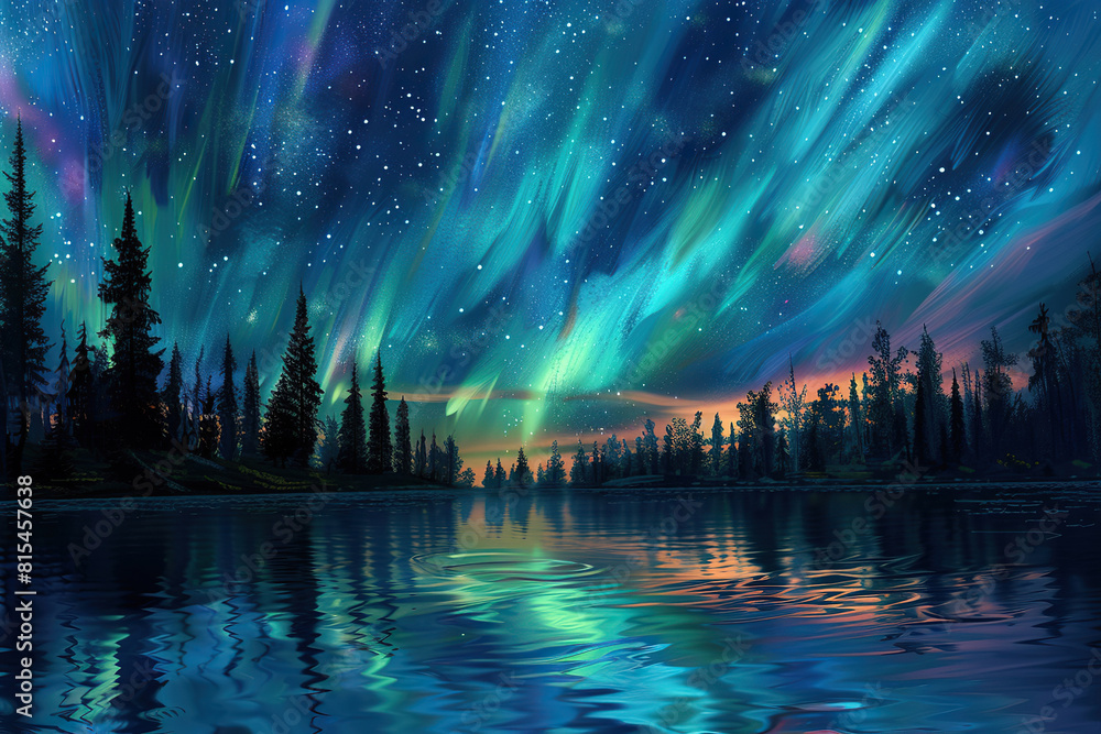 Generative ai on theme of beautiful northern lights, bright aurora borealis winter in atmosphere Generative ai on theme of beautiful northern lights, bright aurora borealis winter in atmosphere