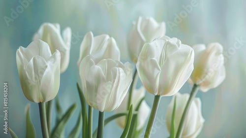 Elegantly blooming serene white tulips