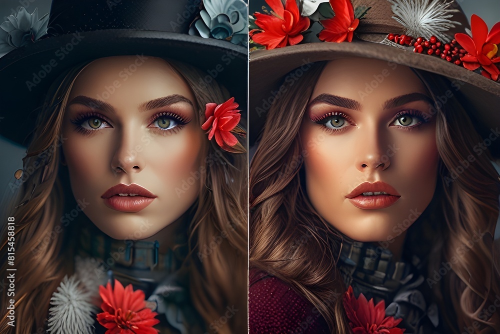 portrait of a girl in a red hat portrait of a girl in a red hat