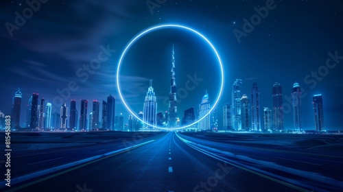A background for an online presentation on the theme of future city development  featuring elements like futuristic buildings and modern urban design. 
