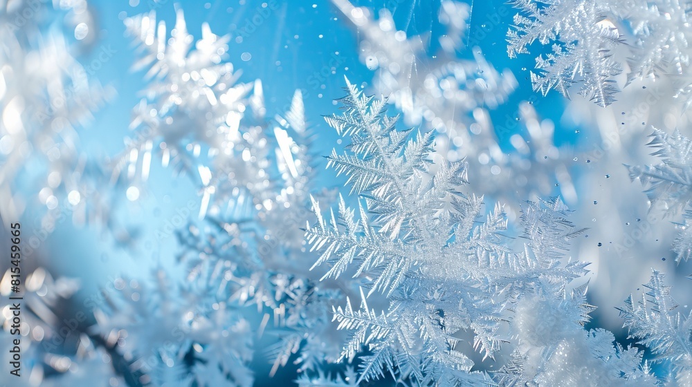 Close-up of frost and ice crystals on a window Close-up of frost and ice crystals on a window