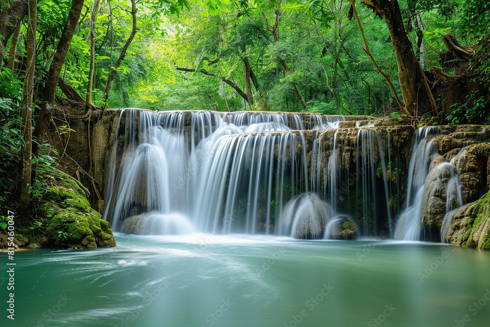 Generative ai on theme of beautiful majestic waterfall in natural nature, national park attraction Generative ai on theme of beautiful majestic waterfall in natural nature, national park attraction