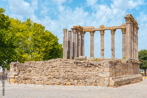 Dianna Temple in Evora. Ancient roman temple in the old city of Evora photo