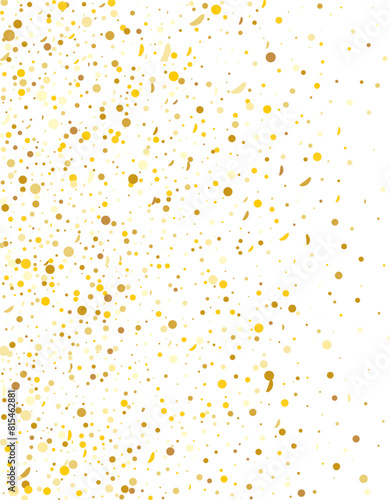 Golden confetti pattern Isolated on transparent background. Grunge grainy texture. Remove png, Clipping Path