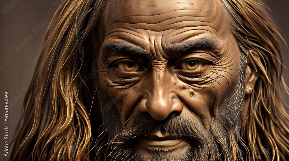 A weathered homeless man with deeply lined, dry skin.generative.ai 