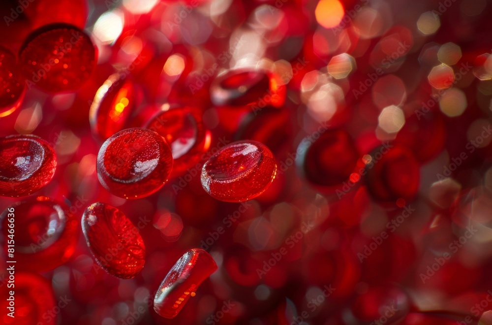 Red blood cells flowing through a vein. AI. Red blood cells flowing through a vein. AI.