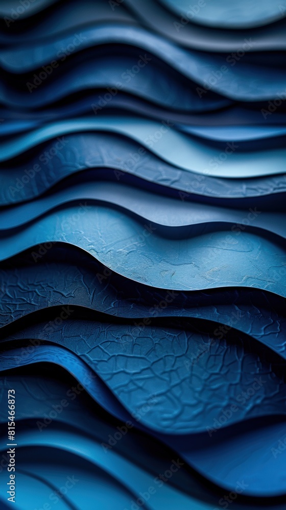 Obraz premium Detailed view of a vibrant blue wave pattern on textured paper, showcasing intricate lines and curves