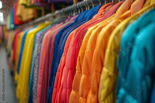 shopping concept - colorful clothing in a fancy store