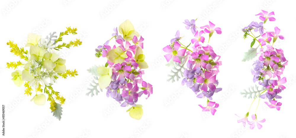 floral decorative flat lay composition isolated on a white background floral decorative flat lay composition isolated on a white background
