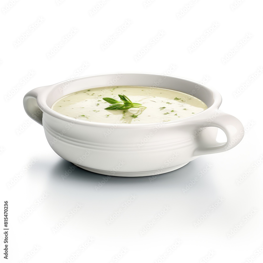 Soup bowl with two handles isolated on white background