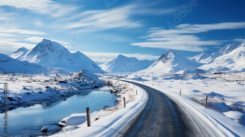 Winter Road and Mountains