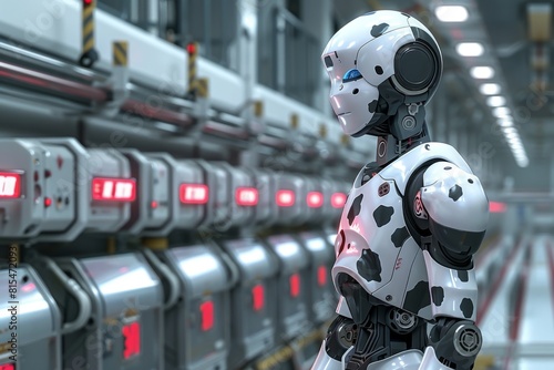 Wallpaper Mural AI robot stands in a cow factory, vector style --ar 3:2 --stylize 500 Job ID: 1d9ca514-e5c3-4518-8dc4-6839652bcd65 Torontodigital.ca