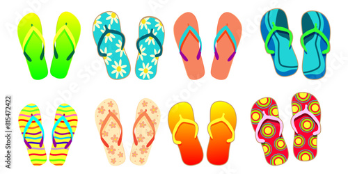 flip-flops set isolated on the white board in flat stile Vector illustration EPS 10