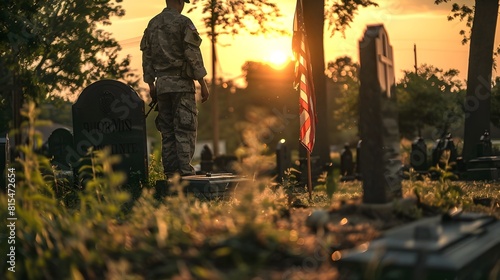 Soldier Honors Fallen Comrade Vigilant Sentinel at Military Gravesite