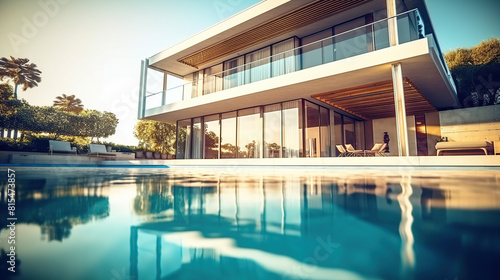 Luxury Modern Home, Modern house with pool © WaniArt